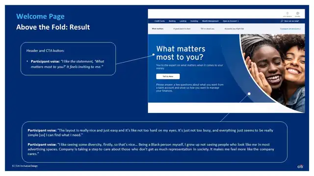 Citi strategy - Inclusive design prototype, slide 6 of 25