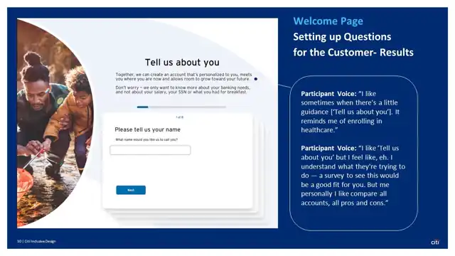 Citi strategy - Inclusive design prototype, slide 10 of 25