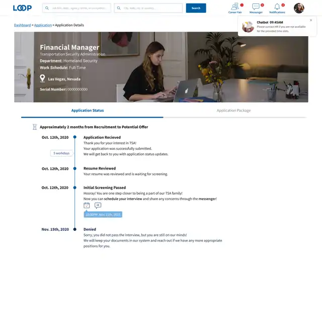 LOOP - candidate portal — high fidelity, slide 7 of 9