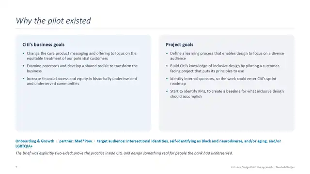 Citi strategy - Case study 2 — inclusive design, slide 2 of 17
