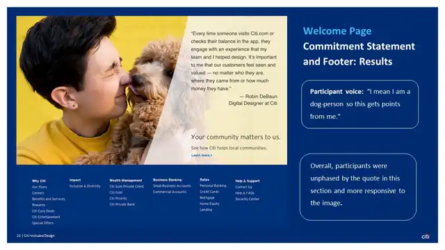 Citi strategy - Inclusive design prototype, slide 21 of 25