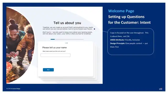 Citi strategy - Inclusive design prototype, slide 9 of 25