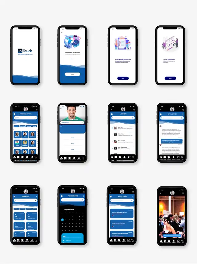 Intouch - High fidelity wireframes