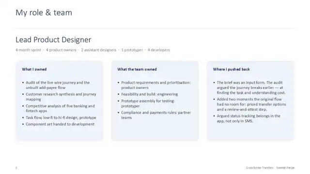 Citi design - Case study 1 — payments domain, slide 3 of 21