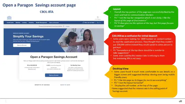 Citi research - User testing findings, slide 7 of 24