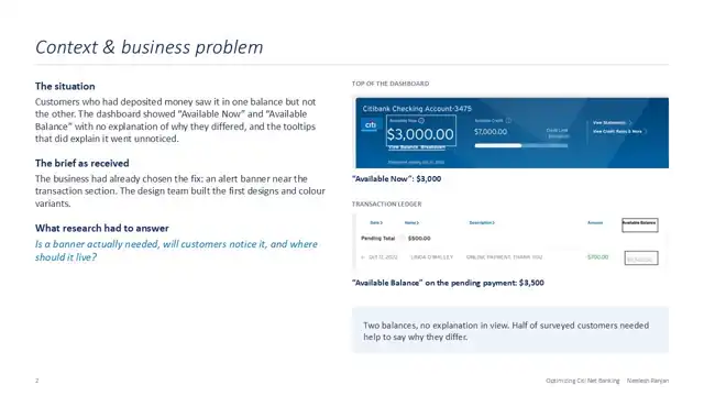 Citi research - Case study 2 — service domain, slide 2 of 17