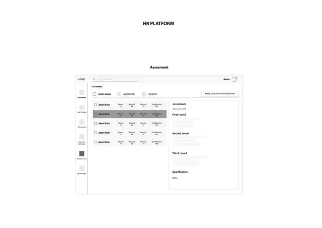 LOOP - low-fidelity wireframes — hr platform, slide 4 of 4