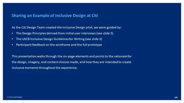 Citi strategy - Inclusive design prototype, slide 2 of 25