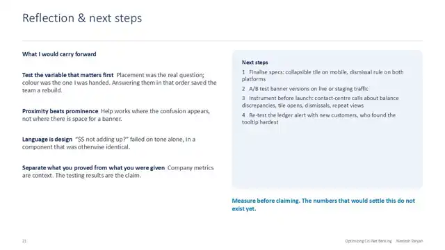 Citi design - Case study 2 — service domain, slide 21 of 22