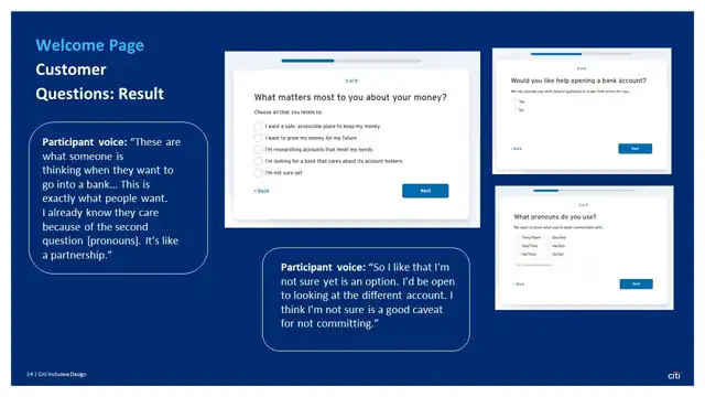 Citi strategy - Inclusive design prototype, slide 14 of 25