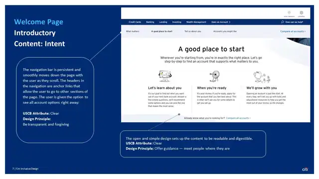 Citi strategy - Inclusive design prototype, slide 7 of 25