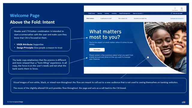 Citi strategy - Inclusive design prototype, slide 5 of 25