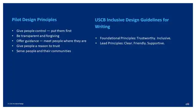 Citi strategy - Inclusive design prototype, slide 3 of 25