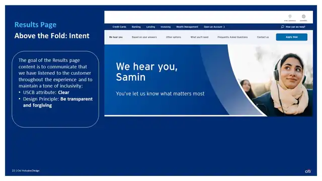 Citi strategy - Inclusive design prototype, slide 22 of 25