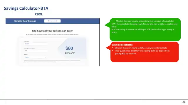 Citi research - User testing findings, slide 14 of 24