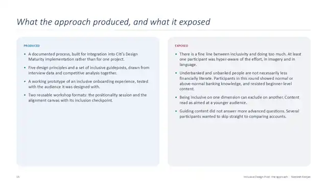 Citi strategy - Case study 2 — inclusive design, slide 15 of 17