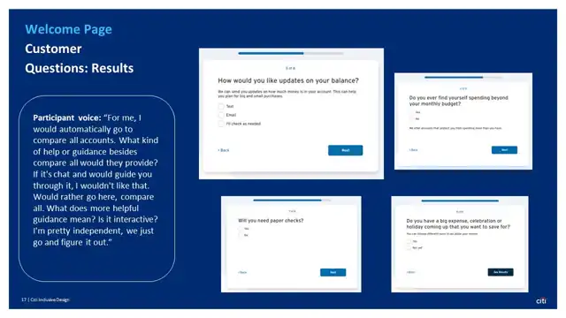 Citi strategy - Inclusive design prototype, slide 17 of 25