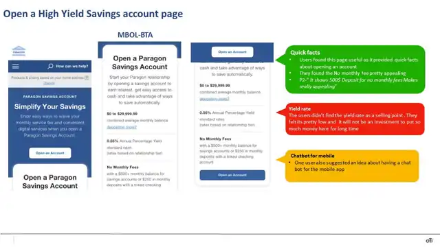 Citi research - User testing findings, slide 9 of 24