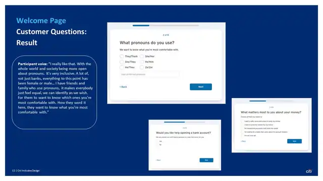 Citi strategy - Inclusive design prototype, slide 12 of 25