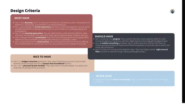 Zoomers - Design criteria