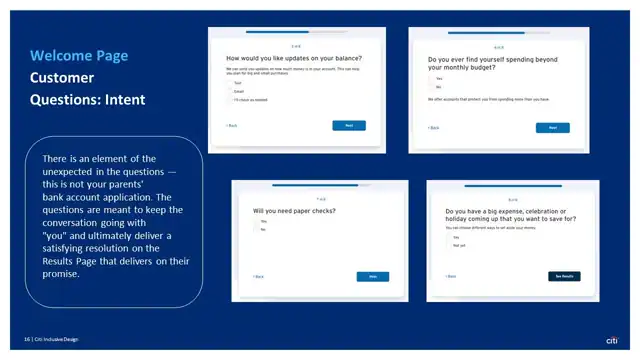 Citi strategy - Inclusive design prototype, slide 16 of 25