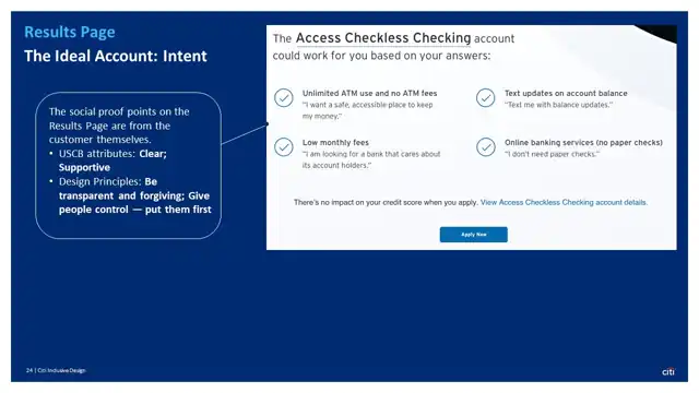 Citi strategy - Inclusive design prototype, slide 24 of 25
