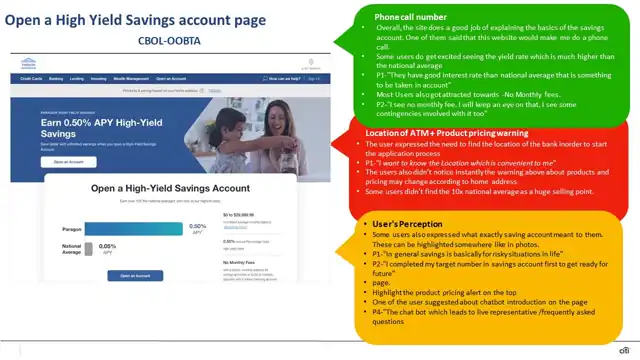 Citi research - User testing findings, slide 6 of 24