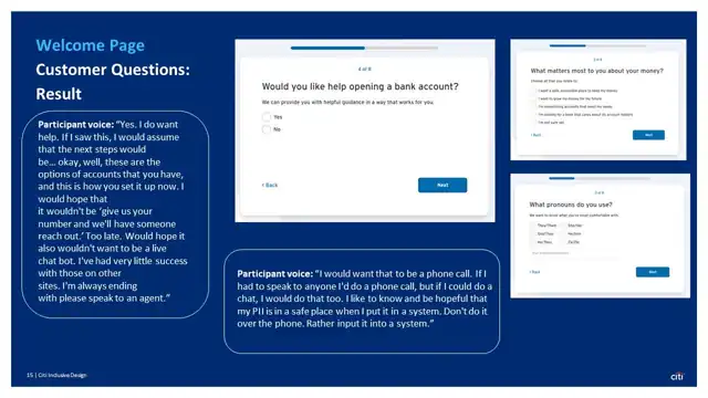 Citi strategy - Inclusive design prototype, slide 15 of 25