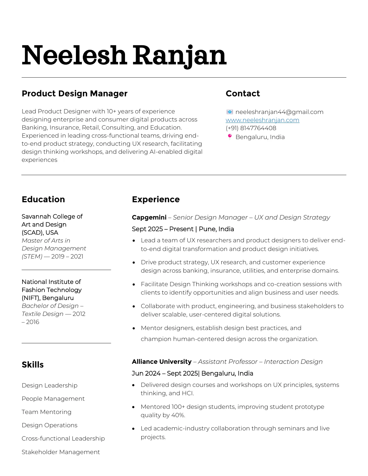Resume, page 1 of 3